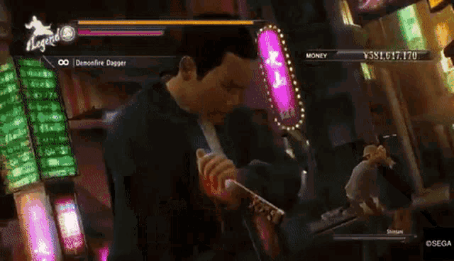 a video game screen shows a man wearing an eye patch and the words nice cock