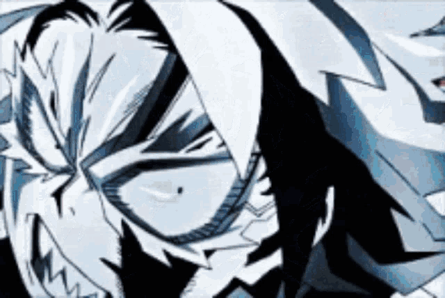a close up of a cartoon character 's face with a very angry expression .