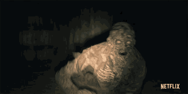 a blurred image of a monster with a netflix logo behind it