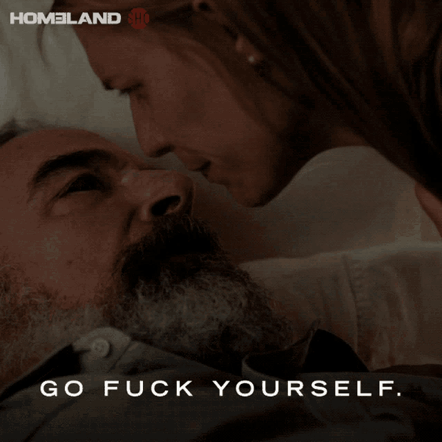 a poster for homeland showing a woman kissing a man