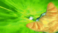 a close up of a croissant with a green background .