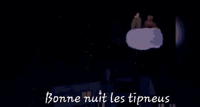 a picture of a building with the words " bonne nuit les tipneus " on the bottom