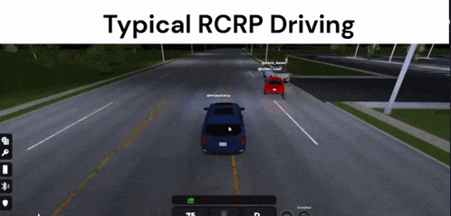 a screenshot of a video game with the words typical rcrp driving on the bottom