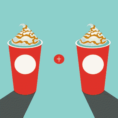 two cups of coffee with swirls of whipped cream and a starbucks logo