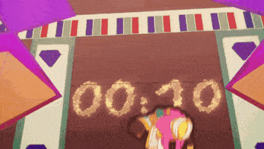 a cartoon scene with the numbers 00 and 10