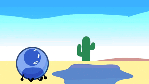 a cartoon illustration of a cactus and a ball