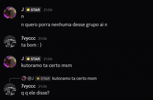 a screenshot of a conversation with j star