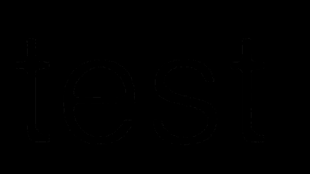 the word test is written in black on a white background