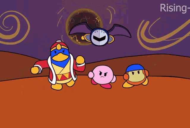 a cartoon of a group of cartoon characters with the word rising at the top