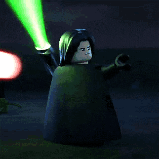 a person with a green light coming out of their mouth