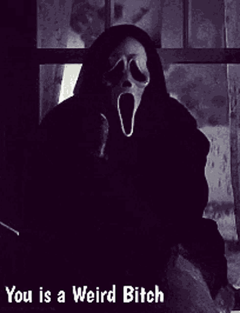 a picture of scream with the words " you is a weird bitch "