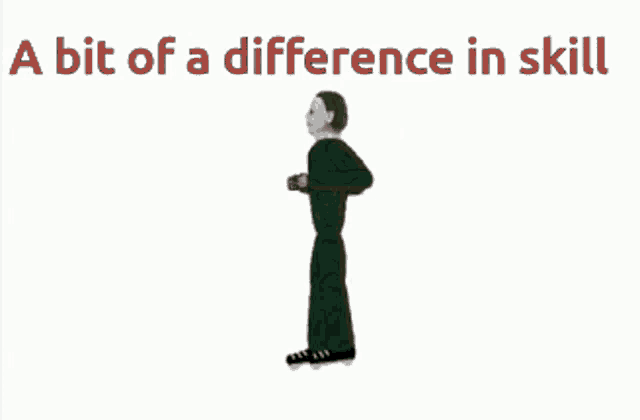 a picture of a man jumping with the words a bit of a difference in skill
