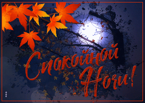 a greeting card with a full moon behind a tree with leaves