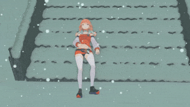 a cartoon of a girl laying on a blanket in the snow