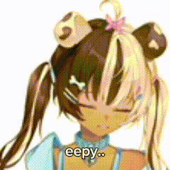 a girl with pigtails and a flower in her hair says eepy ..