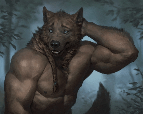 a painting of a werewolf with the year 2011 on the bottom right