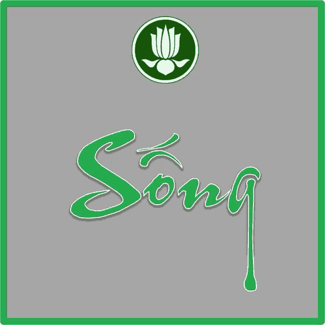a green circle with a lotus flower in it and the words song tron doi lan