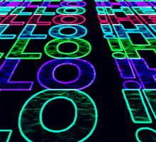 a row of neon letters including l and o