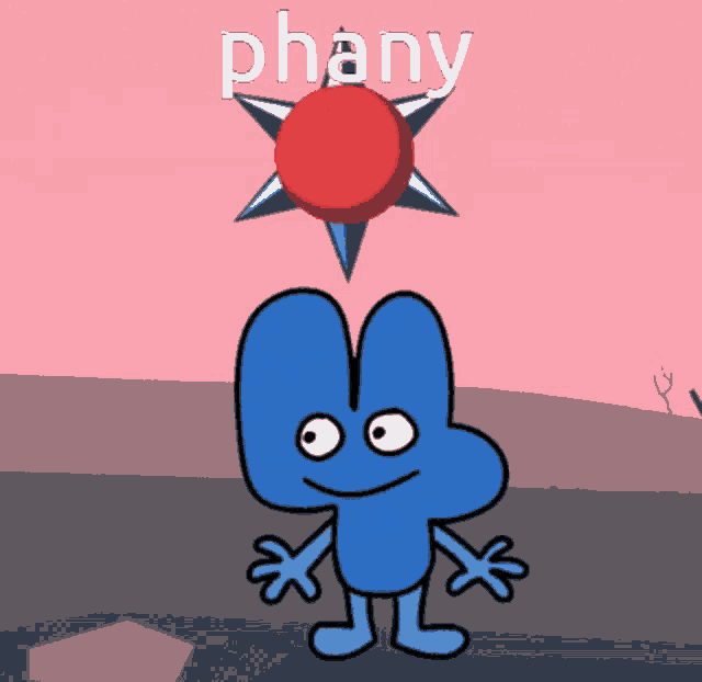 a cartoon character with the word phany written above him