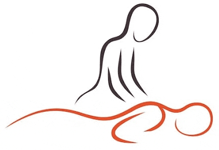 a line drawing of a person getting a massage on another person 's back .