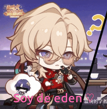a cartoon character with the word soy de eden written on it