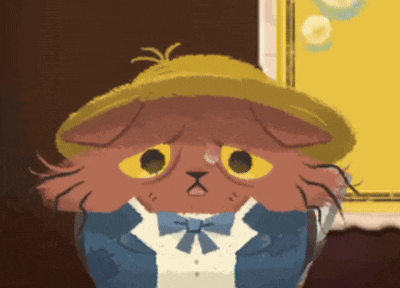 a cartoon cat wearing a hat and bow tie