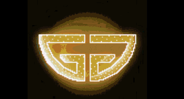 a glowing gp logo with a dark background