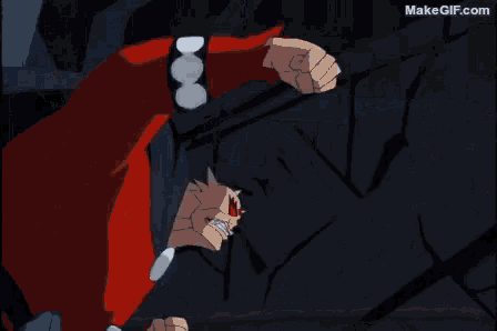 a close up of a cartoon character 's face with a lot of rocks flying in the air .