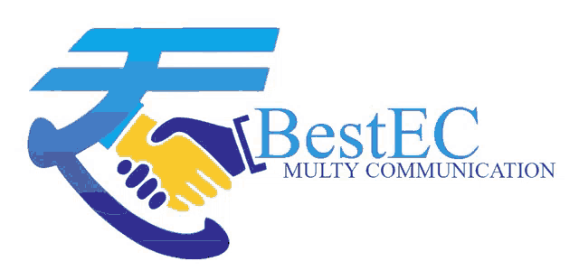 a logo for bestec multy communication with a handshake