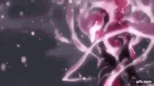 a close up of a pink flower on a dark background with a lightning bolt coming out of it .