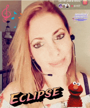 a woman wearing a headset with the word eclipse written on it