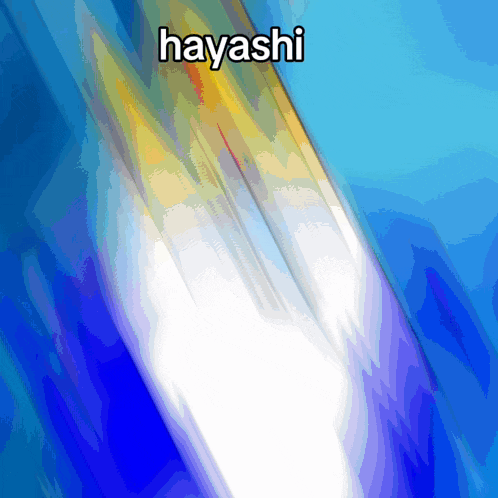 a blue background with the word hayashi written on it