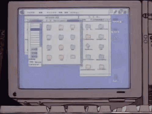 a cartoon drawing of a computer screen showing a directory