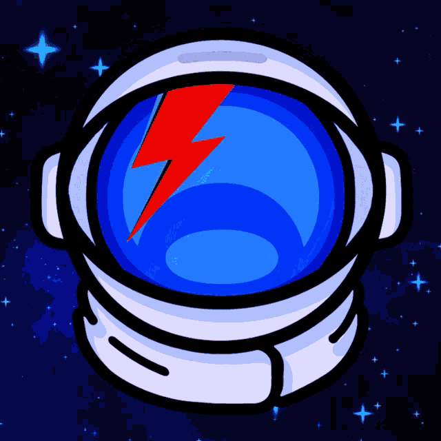 an astronaut 's helmet with a lightning bolt in the middle