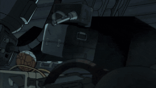 a group of cartoon characters in space suits are looking at something in the dark