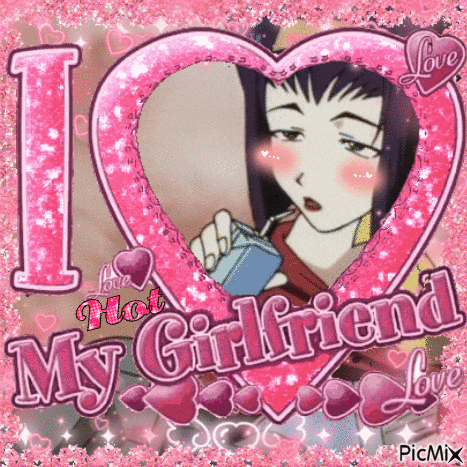 a picture of a girl in a heart with the words " i love my girlfriend "