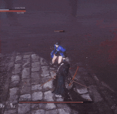 a screenshot of a video game shows a character called okatsu