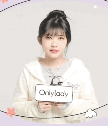 a woman holding a sign that says onlylady on it