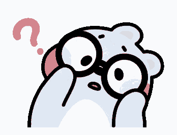 a cartoon hamster wearing glasses is looking through a magnifying glass with a question mark above it .