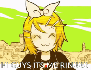 a drawing of a girl with a bow on her head says hi guys it 's me rin !!!