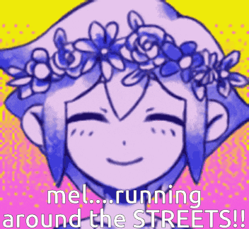 a girl with a flower crown on her head is running around the streets