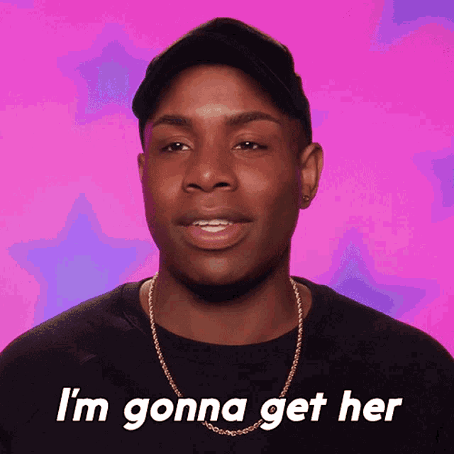 a man says i 'm gonna get her while wearing a black shirt