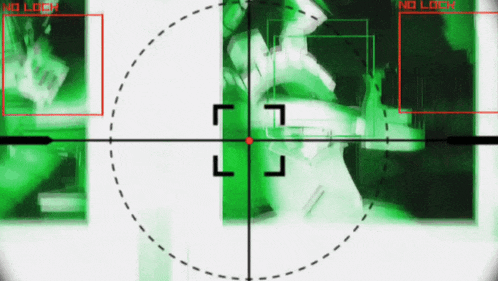 a sniper scope with the word no lock on the bottom right
