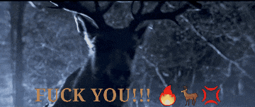 a poster with a deer and the words fuck you