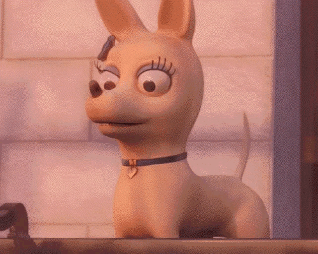 a cartoon chihuahua with a heart shaped collar