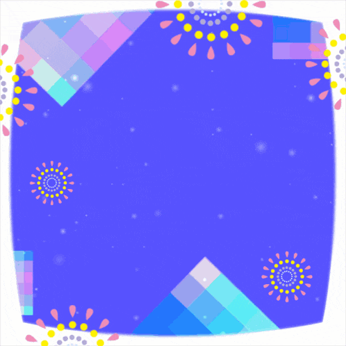 a drawing of a blue background with arabic writing and flowers