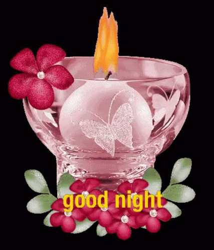 Good Night Candle GIF - Good Night Candle Flowers GIFs