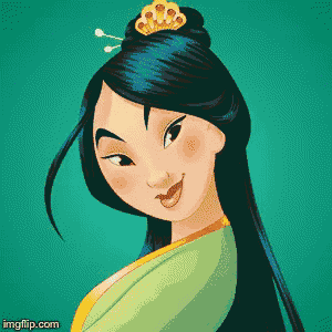 a cartoon of mulan from disney with a crown on her head