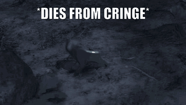 a poster that says " dies from cringe " on the bottom