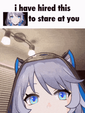 a picture of a girl with the words i have hired this to stare at you on top